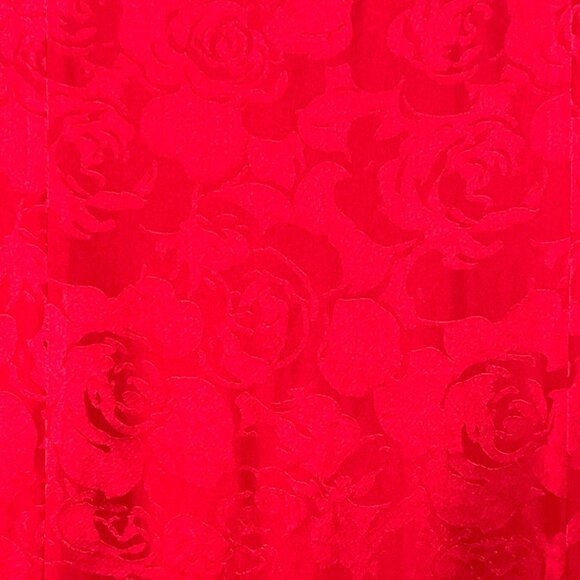 Vtg Maggy London Petites Red Floral Silk Long Sleeve Dress Size 4 Ruffle Hem New - Picture 4 of 8